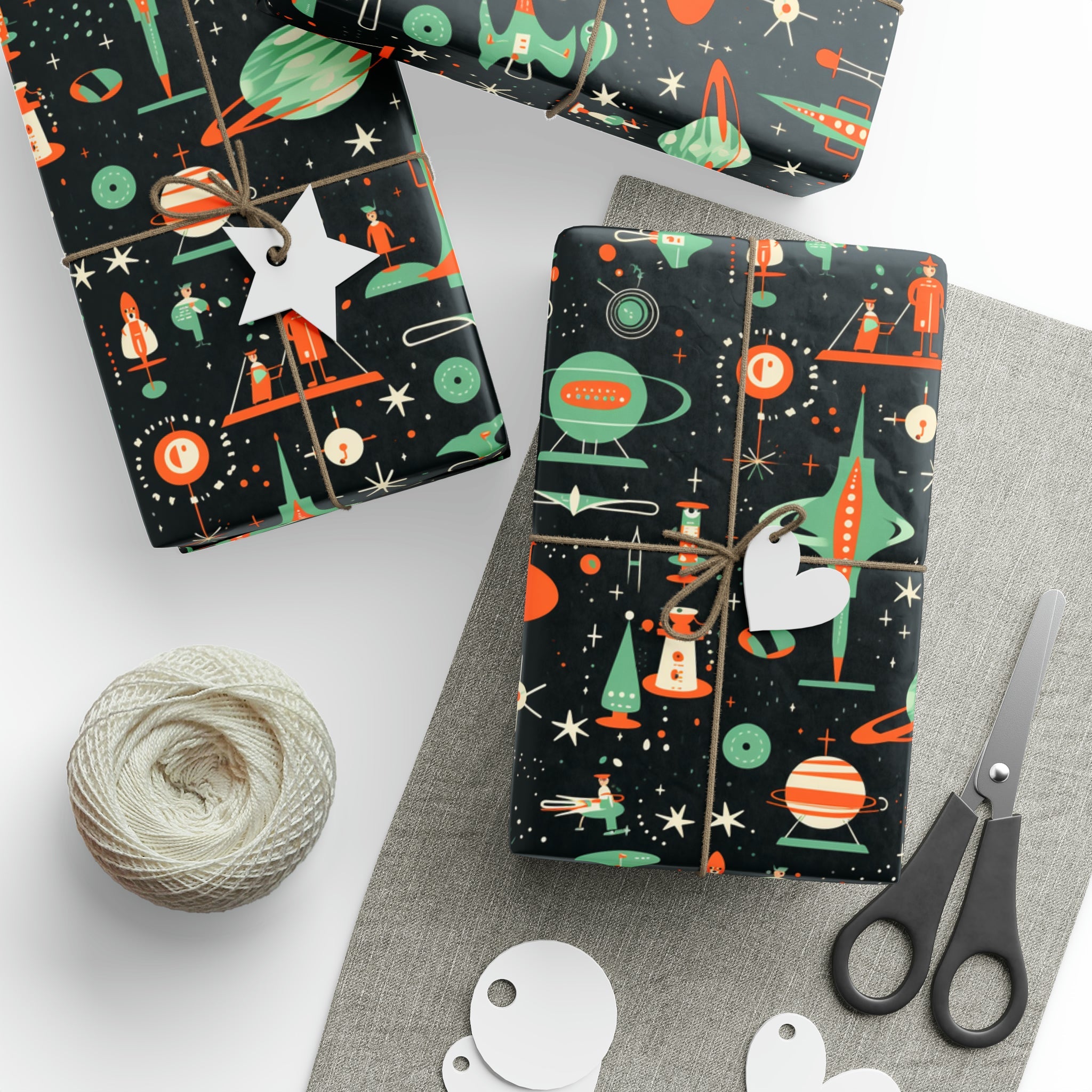 Mid Century Space Cadet Holiday Wrapping Paper