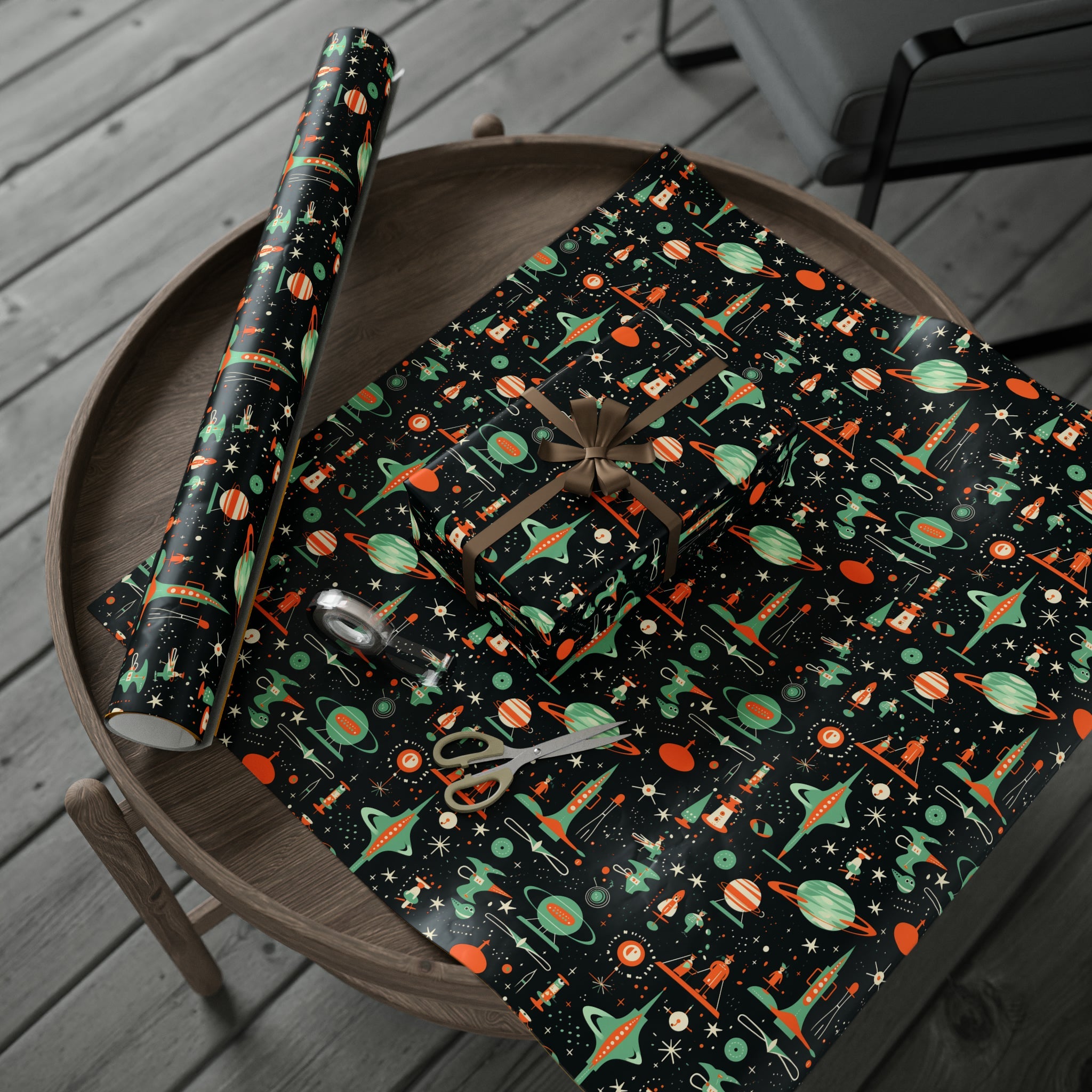 Mid Century Space Cadet Holiday Wrapping Paper