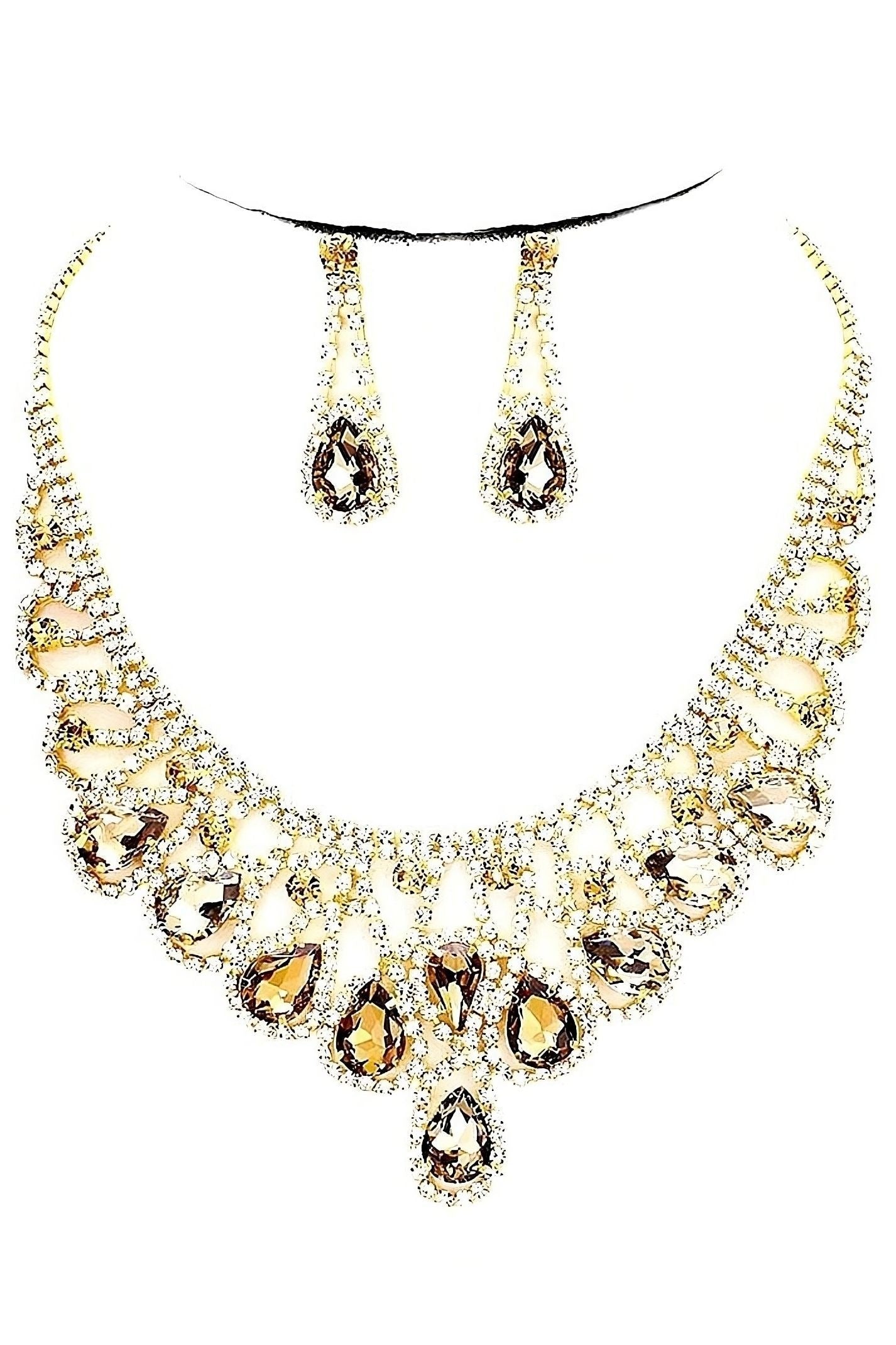 Formal Vintage Style Pear cut Earring and Matching Necklace Set
