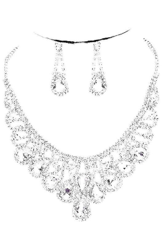 Formal Vintage Style Pear cut Earring and Matching Necklace Set