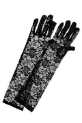 Floral Lace Rhinestone Below-Elbow Gloves
