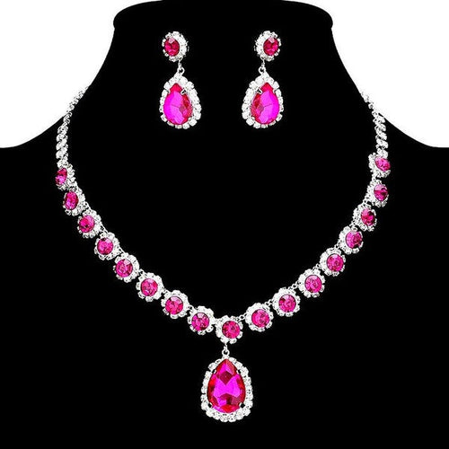 Antique Style Circle and Teardrop Earring and Necklace Set