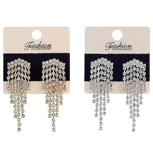 Water Chandelier Rhinestone Tassel Earrings