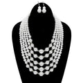 Five Layer Faux Pearl Vintage Style Necklace and matching Earrings Set