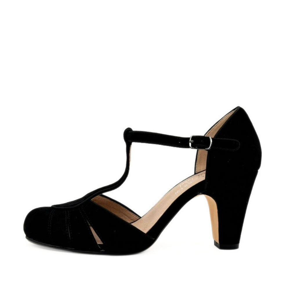 Mulberry Suede T-Strap Heels