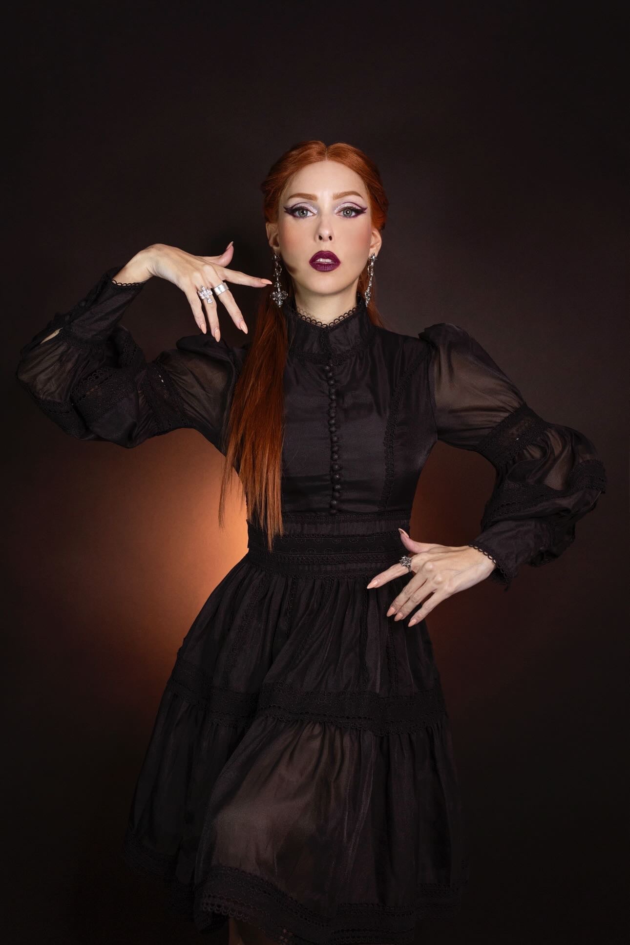 Morgana - Romantic Victorian Inspired Party Dress - BLACK