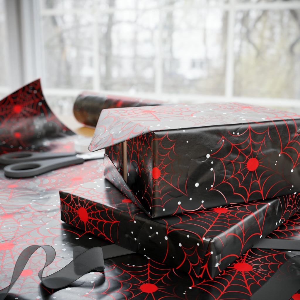 Red Spiderwebs Wrapping Paper