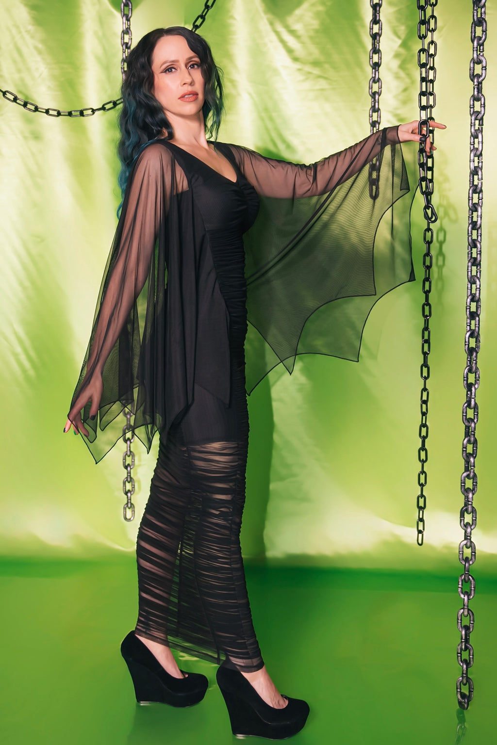 Heather Ruched Cape Wiggle