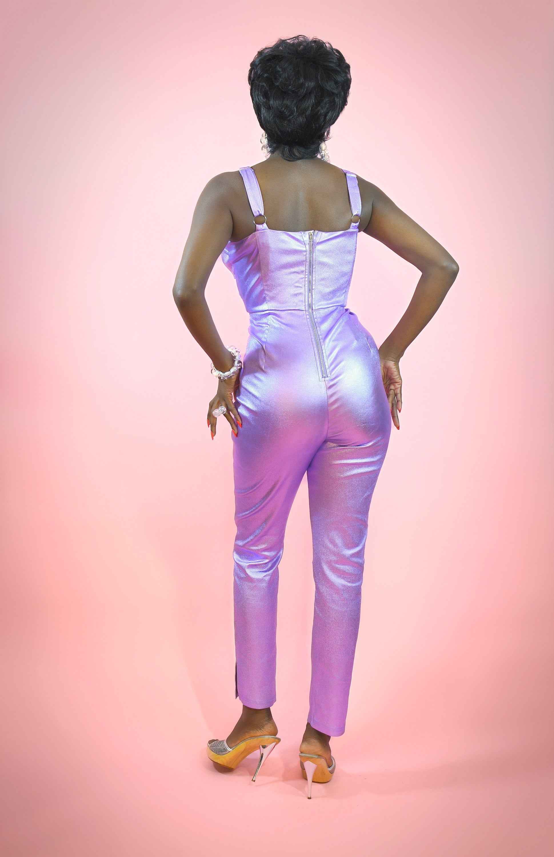 Hollywood Lurex Jumpsuit in Lavender