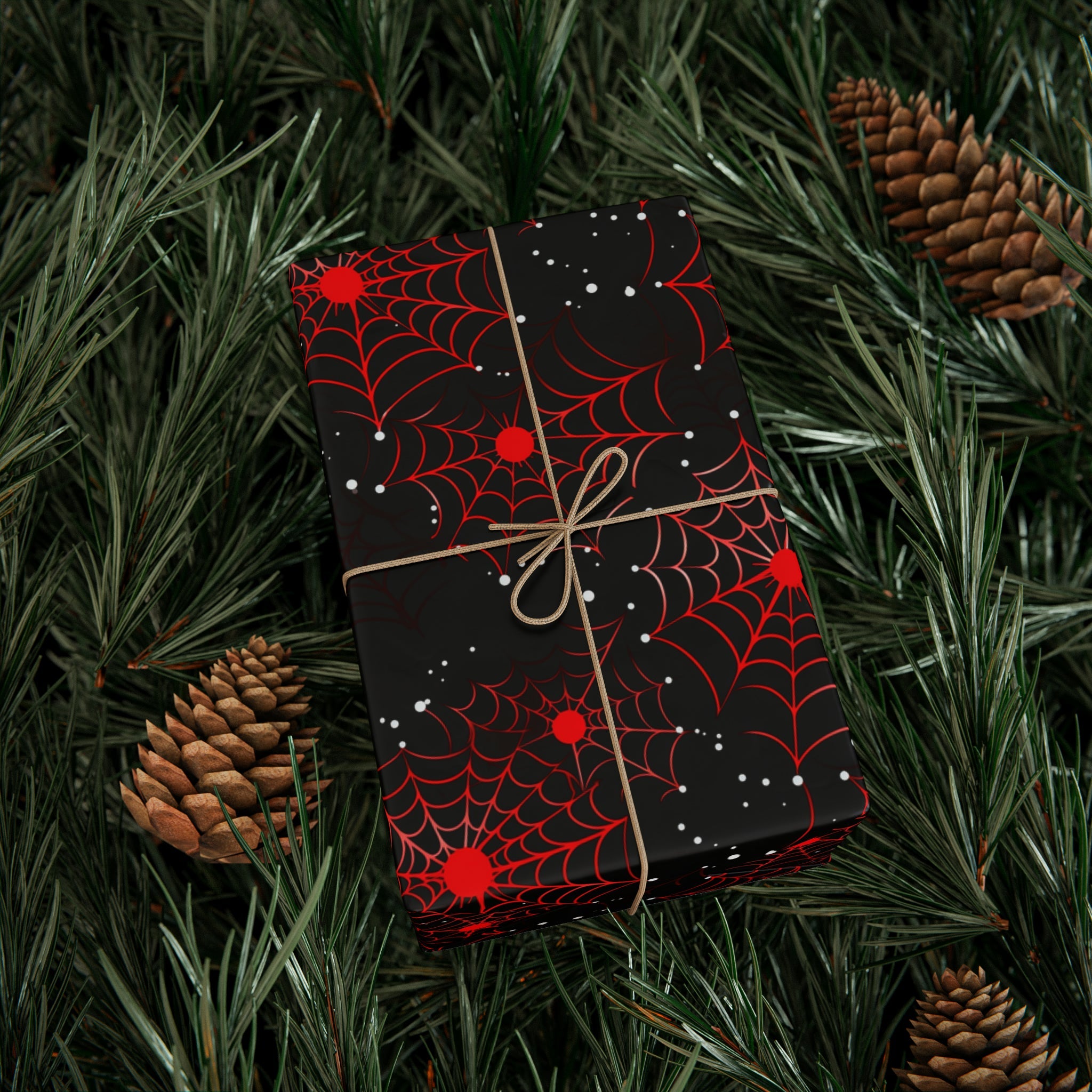 Red Spiderwebs Wrapping Paper