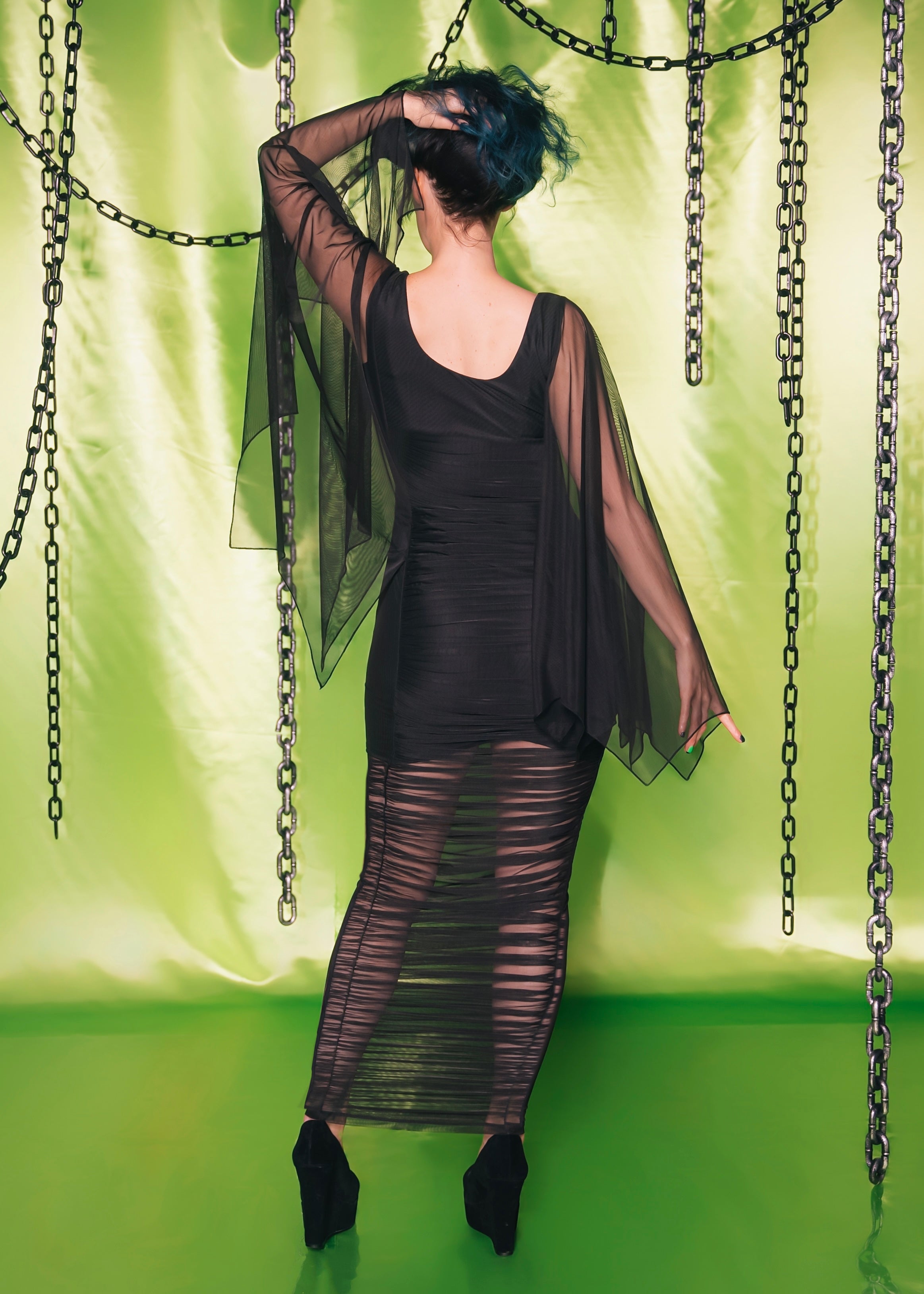 Heather Ruched Cape Wiggle
