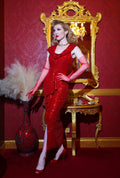 Cairo Sunset Hooded Dress Red Sequin