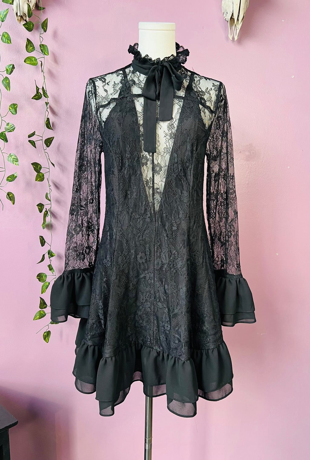 Nightshade - Dark Romantic Floral Mini Babydoll Dress