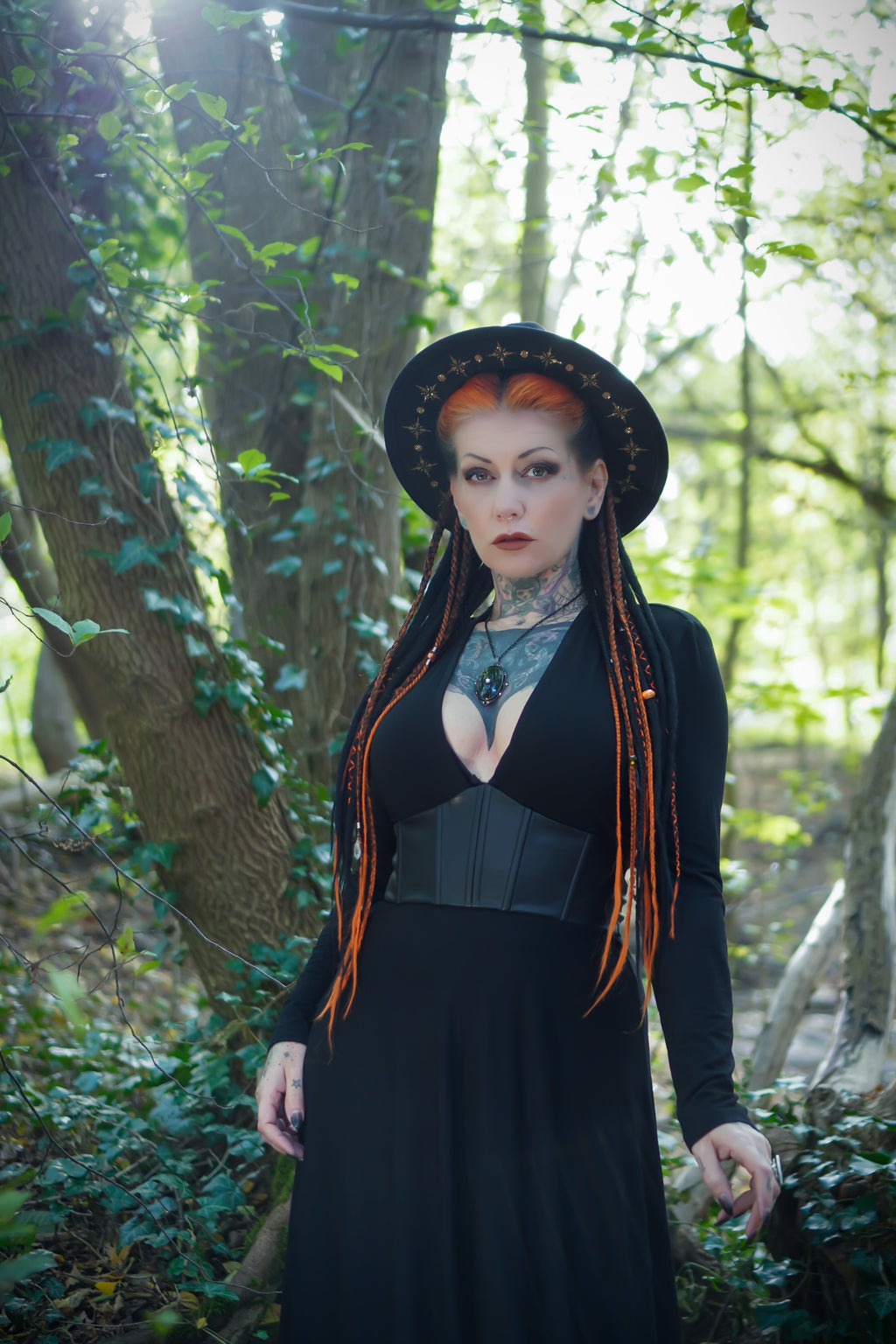 Blair - Jersey Maxi Dress with Vegan Leather Corset Waist - READY TO SHIP