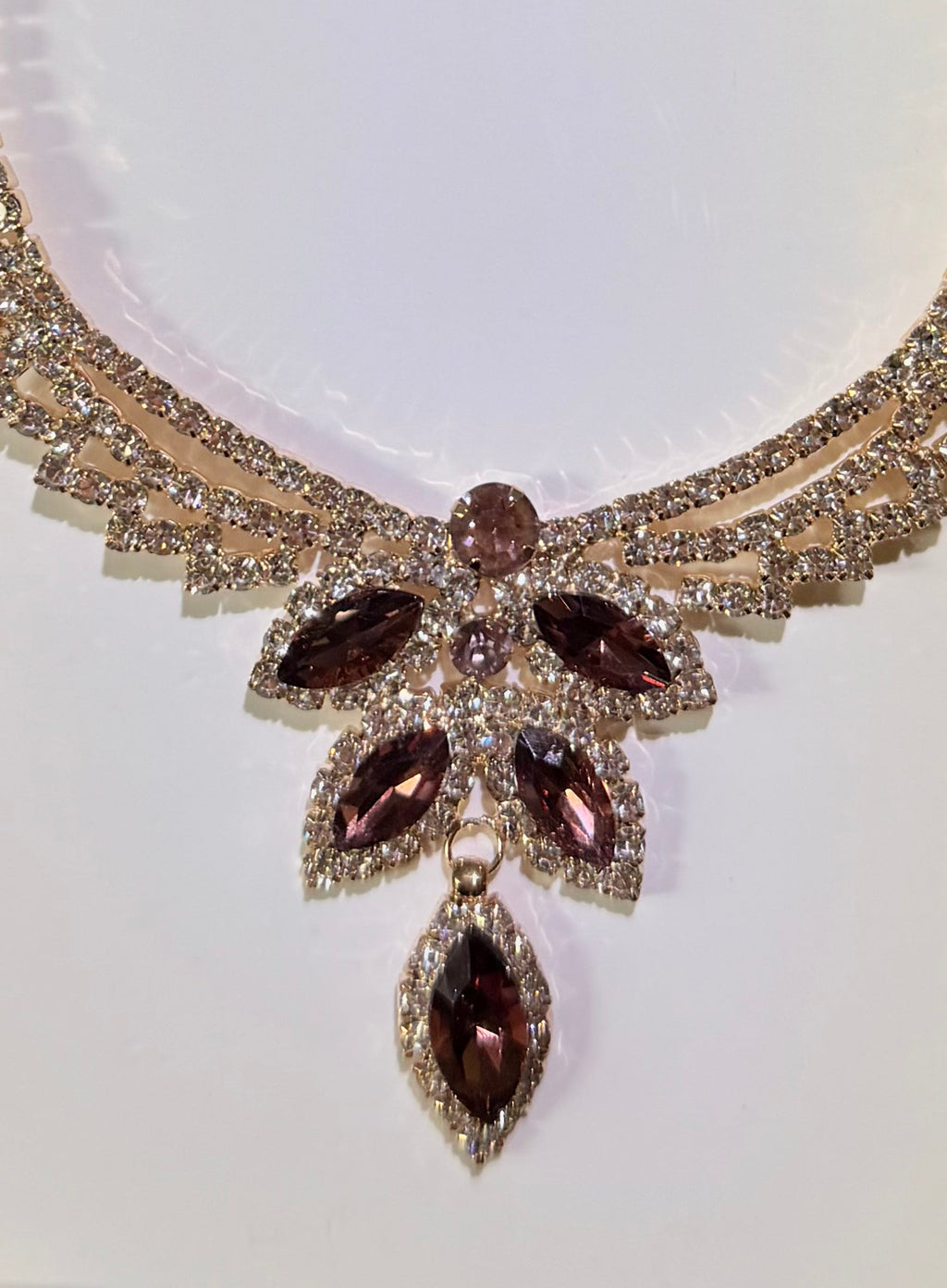 Grapevine Antique Style Rhinestone Necklace and Matching Earrings Set