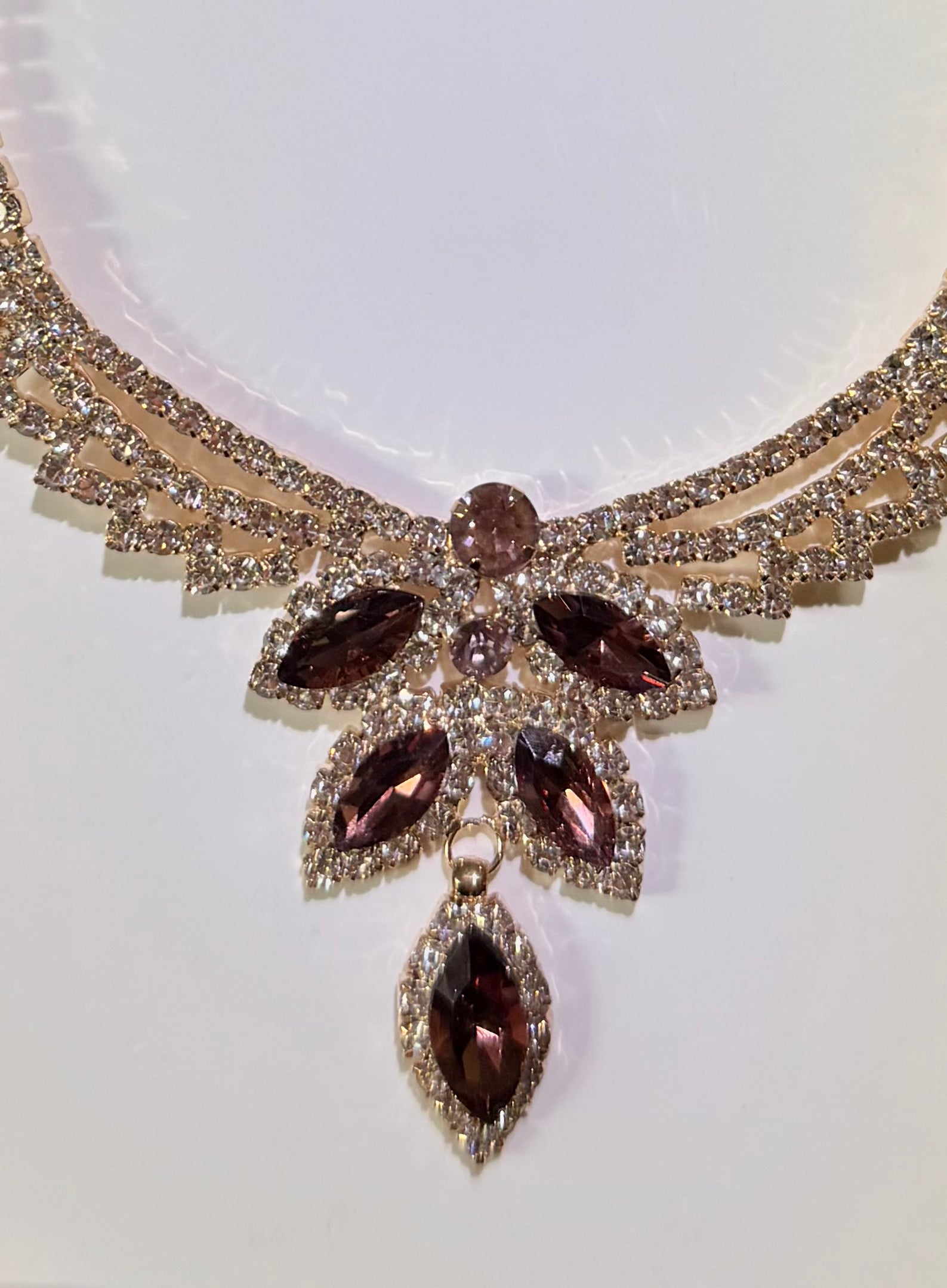 Grapevine Antique Style Rhinestone Necklace and Matching Earrings Set