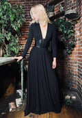 Blair - Jersey Maxi Dress with Vegan Leather Corset Waist - READY TO SHIP