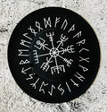 Vegan Felt Wide Brim Hat - Flat Top XL Brim - "Viking Runes"