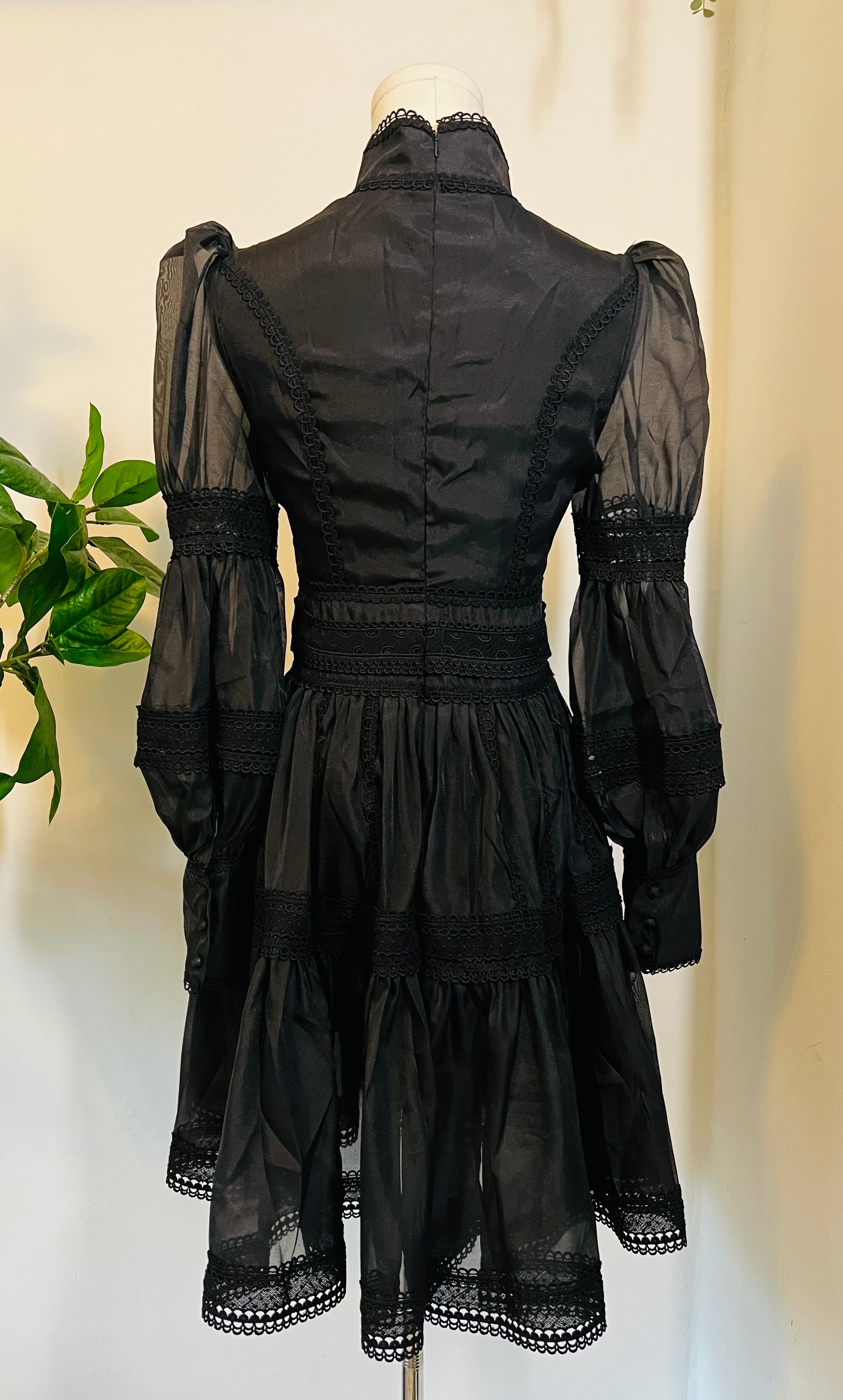 Morgana - Romantic Victorian Inspired Party Dress - BLACK