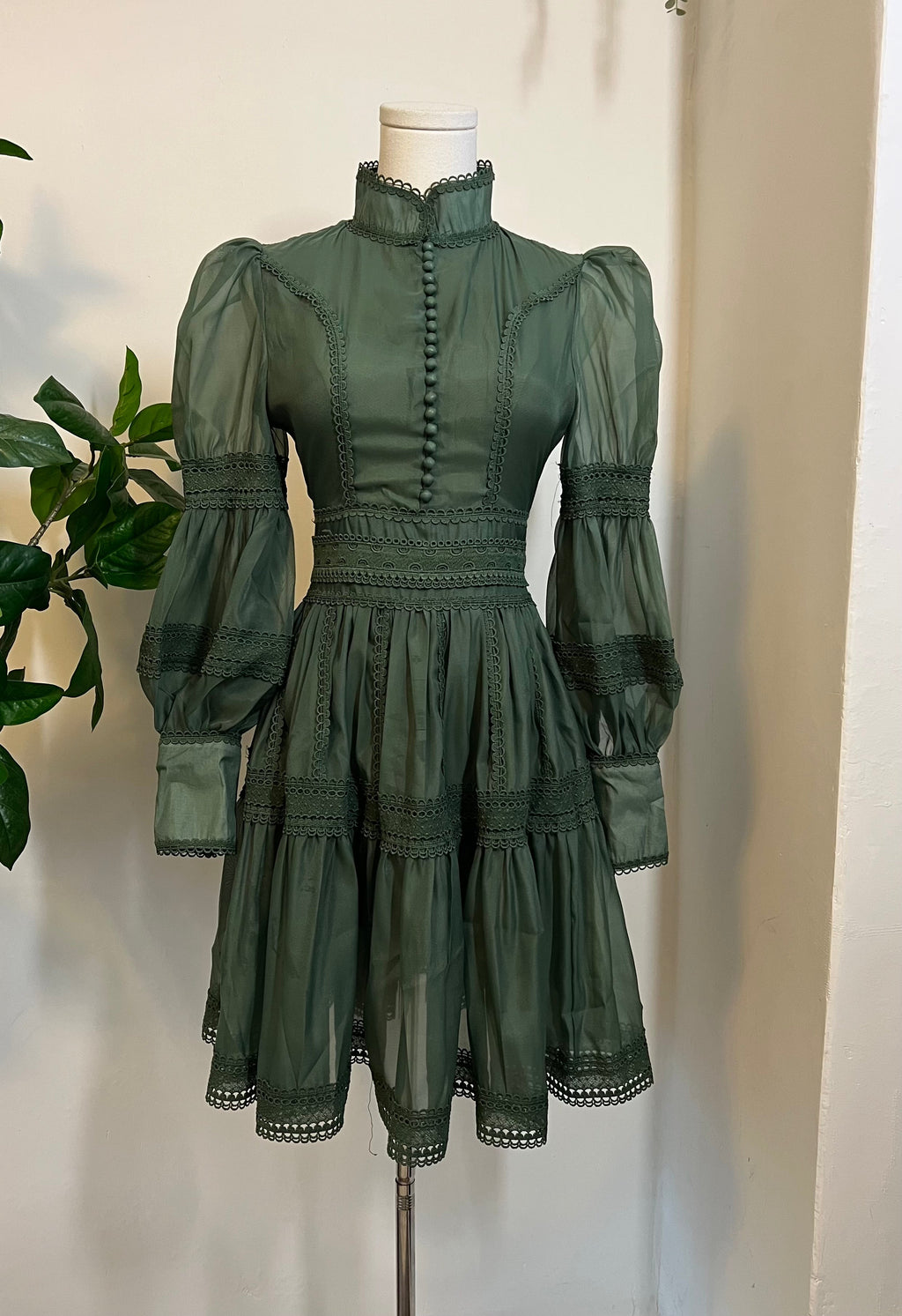 Morgana - Romantic Victorian Inspired Party Dress - SAGE