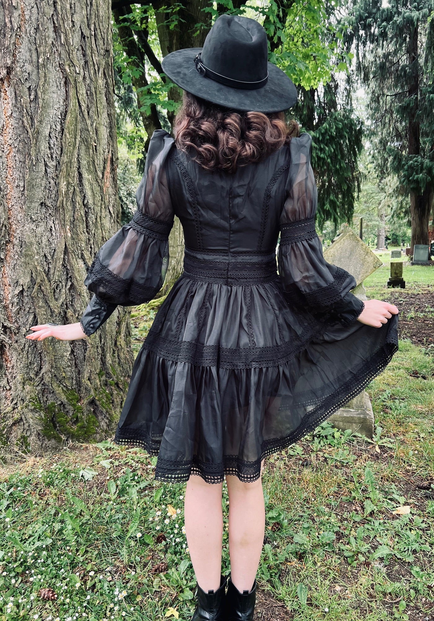 Morgana - Romantic Victorian Inspired Party Dress - BLACK
