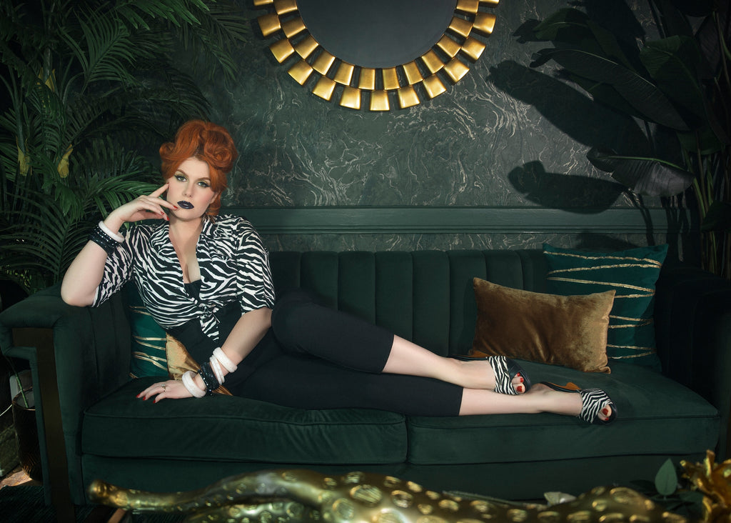 the Ilze Mule - 4" wedge mule in Wild Nobility Zebra