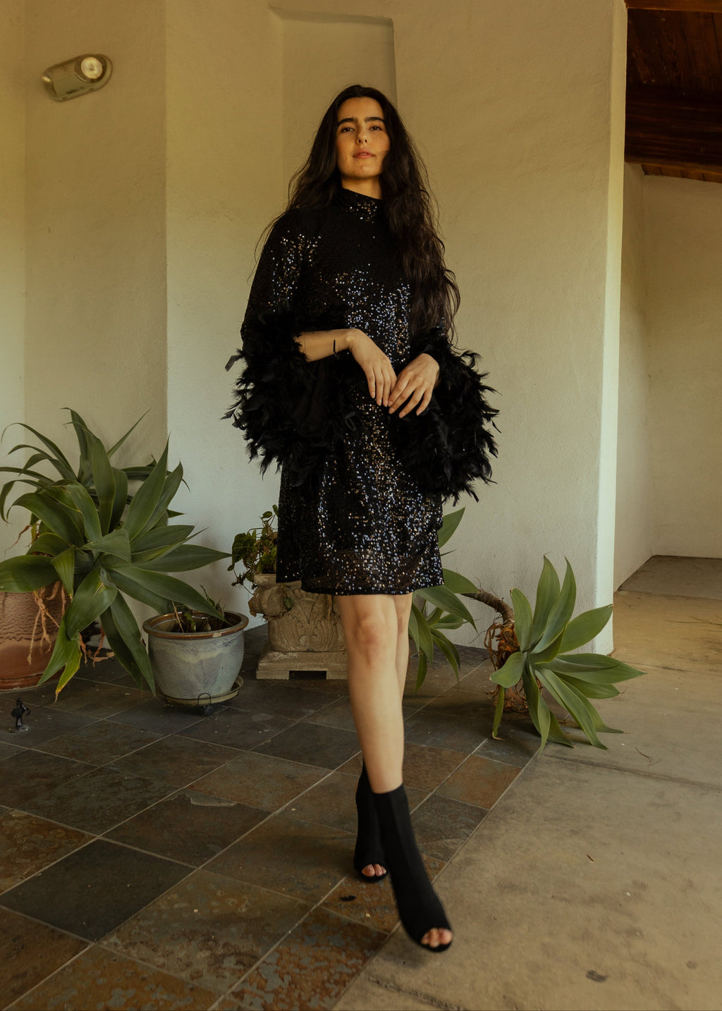 Time Warp Sequin Mod Mini in Frankie Black