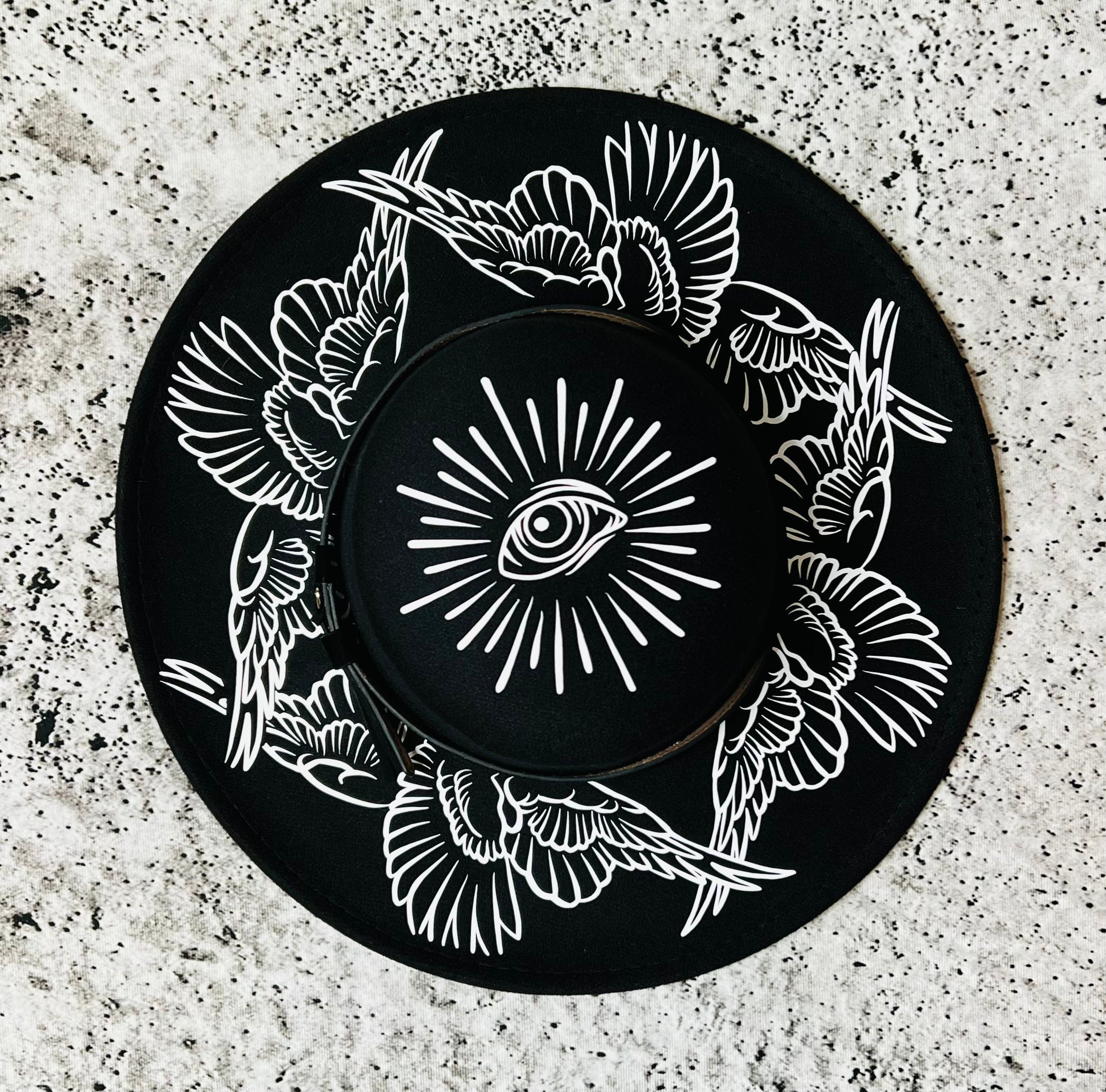Vegan Felt Wide Brim Hat - Flat Top XL Brim - "Seraphim"