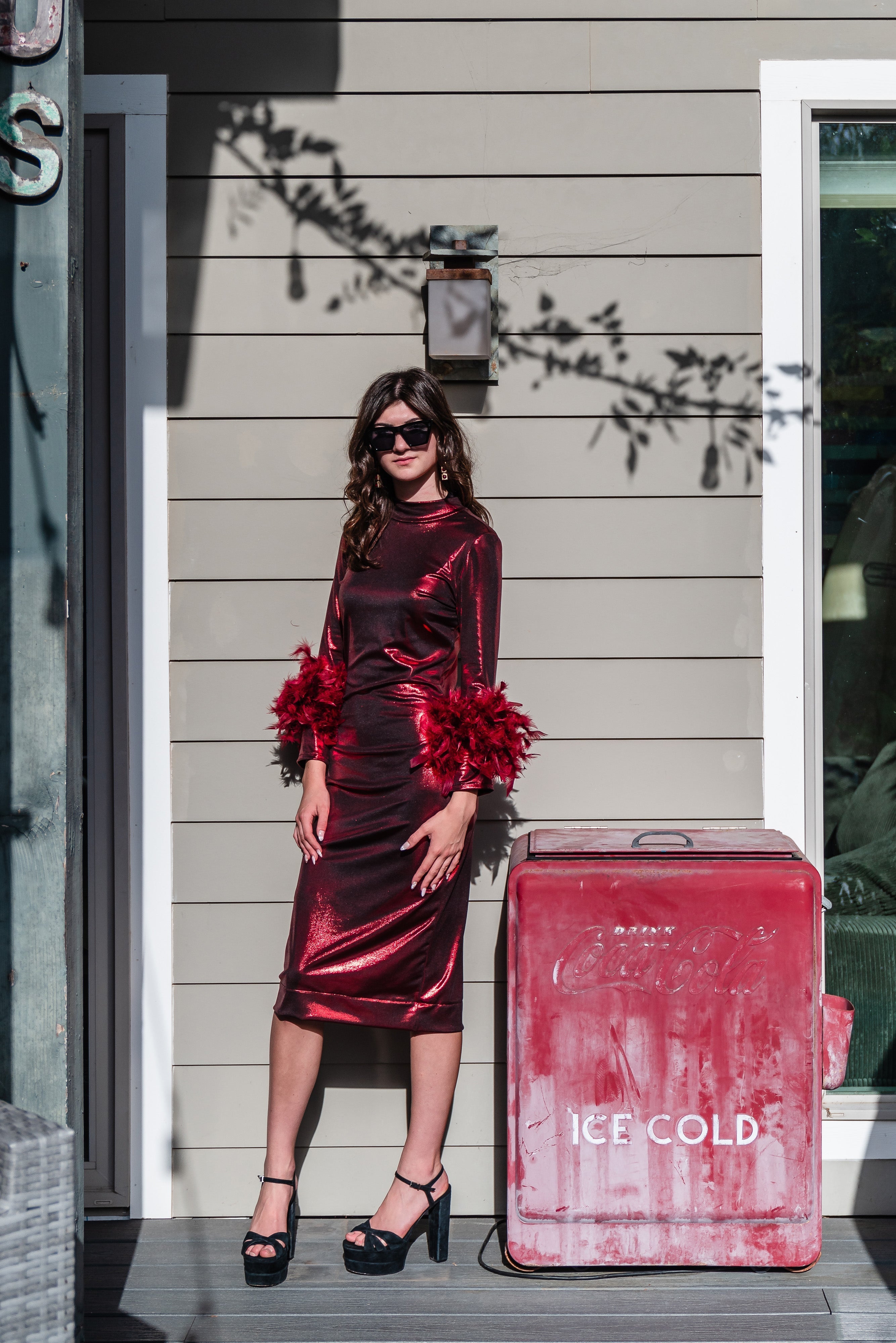 Julianne Dress in Electric Cherry