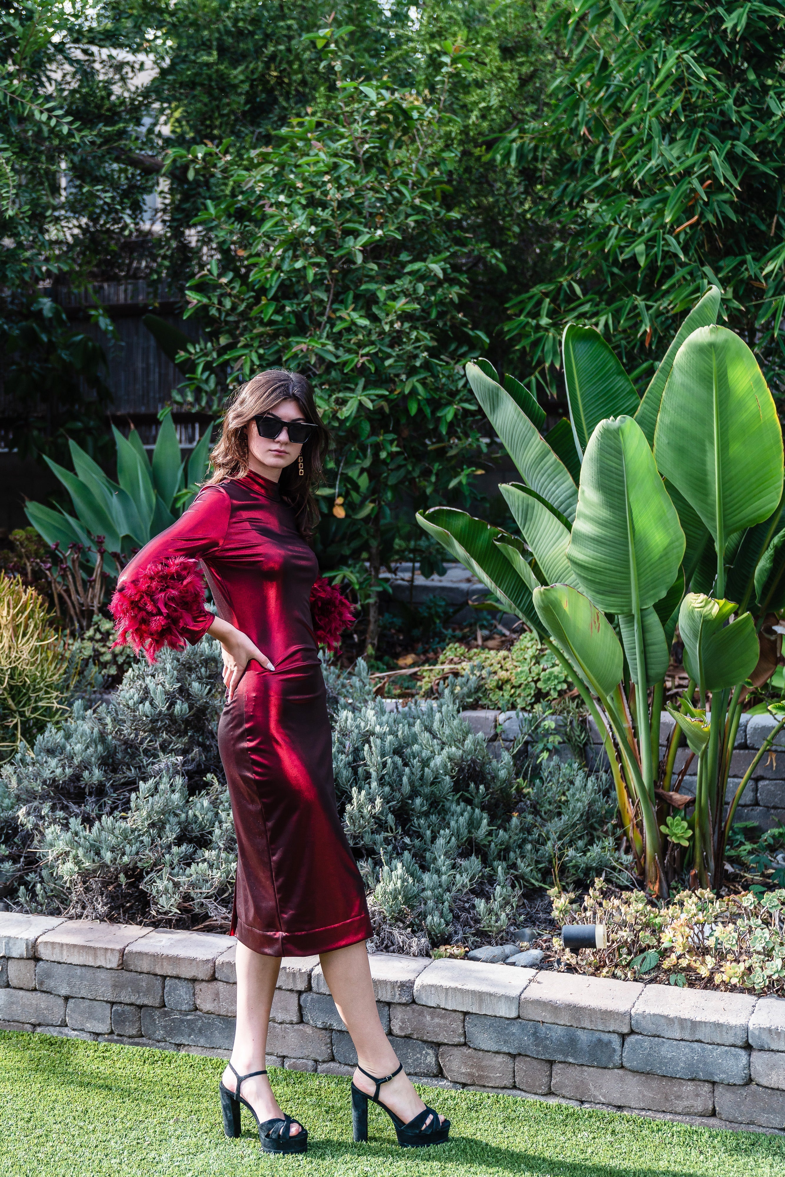 Julianne Dress in Electric Cherry
