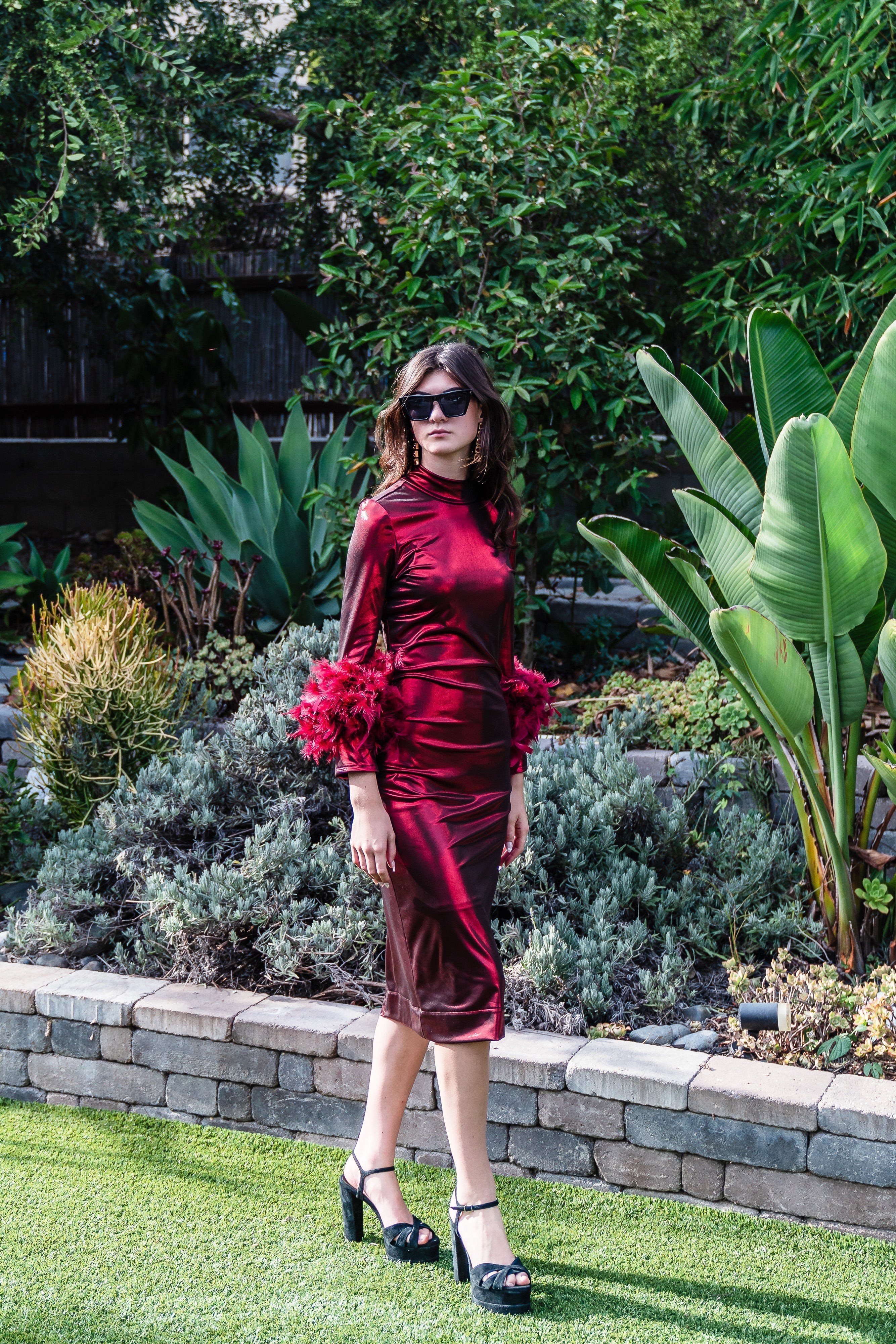 Julianne Dress in Electric Cherry