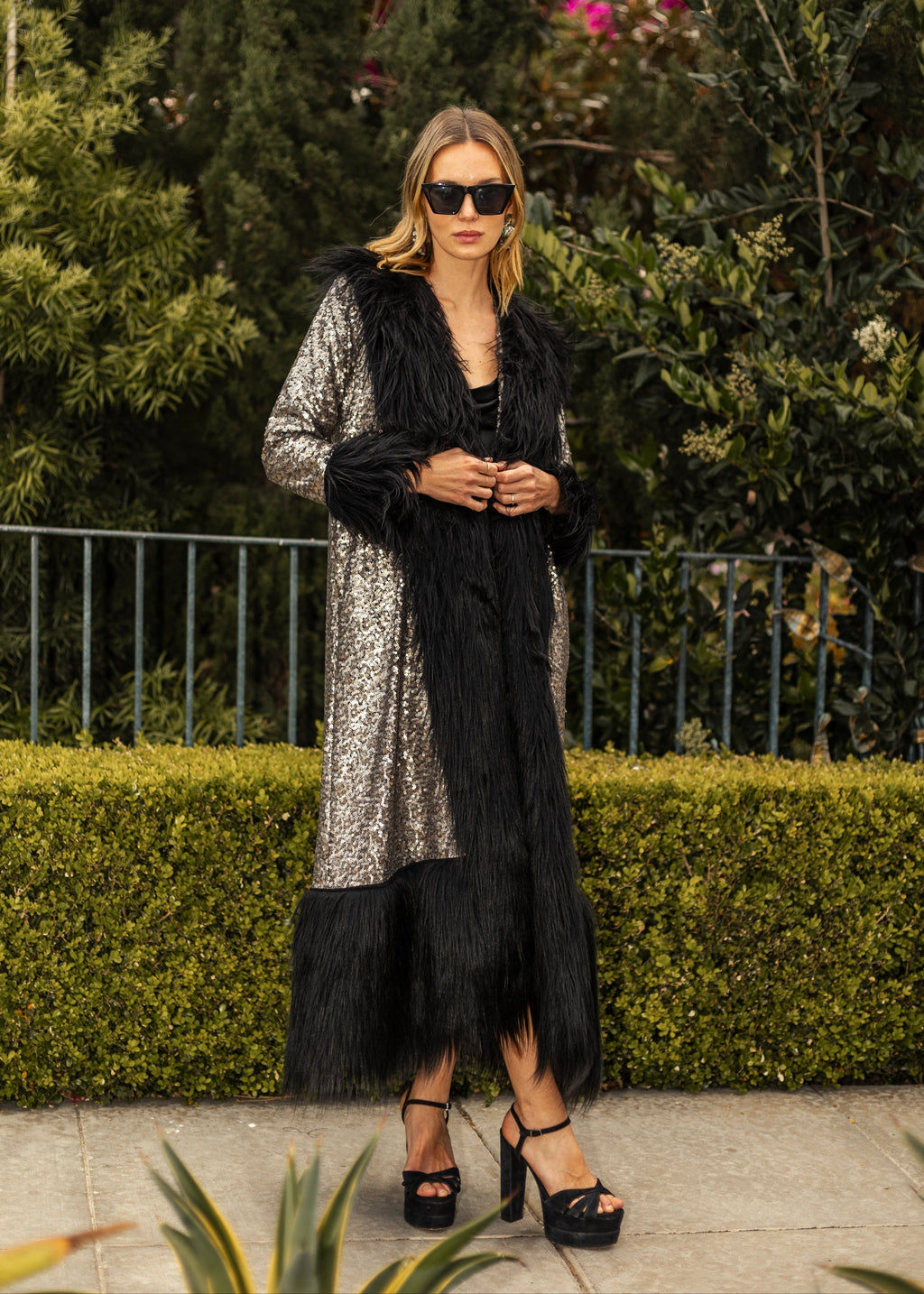 Penny Deluxe Gunmetal Faux Fur Jacket